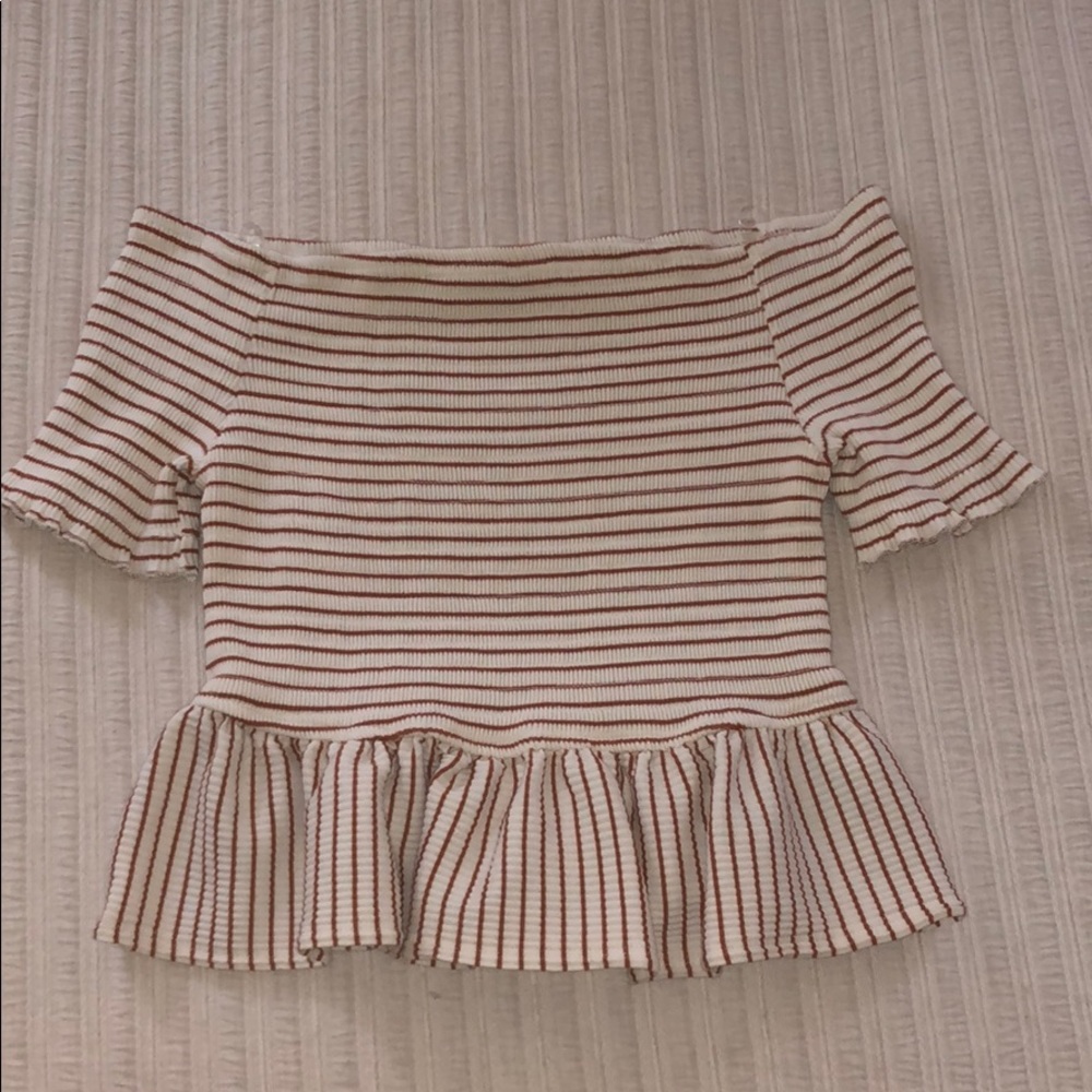 Striped, Ruffled, Crop Top